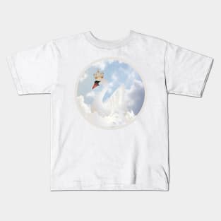 dreamlike swan in the clouds with a crown Kids T-Shirt